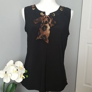 Black/ Animal Print Women Sleeveless Top Size M